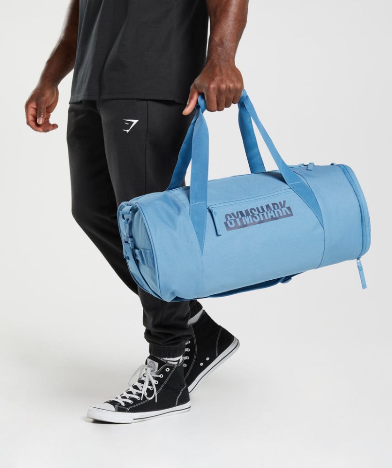 Gymshark Bold Barrel Sports Bag Blue | NZ 0VGQAW